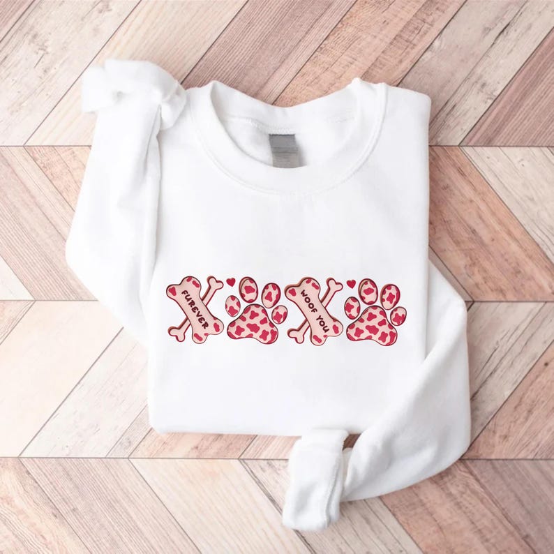 XOXO Paw Sweatshirt, Dog Valentine Day Sweatshirt