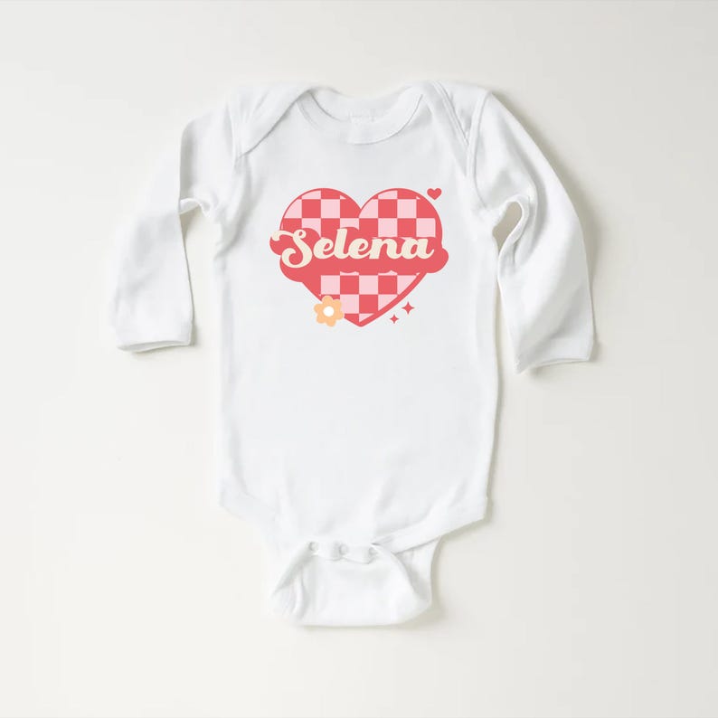 Custom Love Heart Baby Bodysuit, Adorable Kids Valentine's Outfit Gift