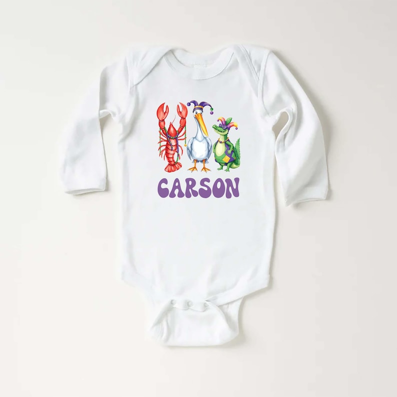 Personalized Mardi Gras Baby Shirt, Adorable Mardi Gras Parade Outfit for Boys and Girls