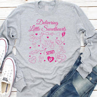 Labor and Delivery Nurse Long Sleeve Shirt, Valentine Day L & D Nurse Shirt