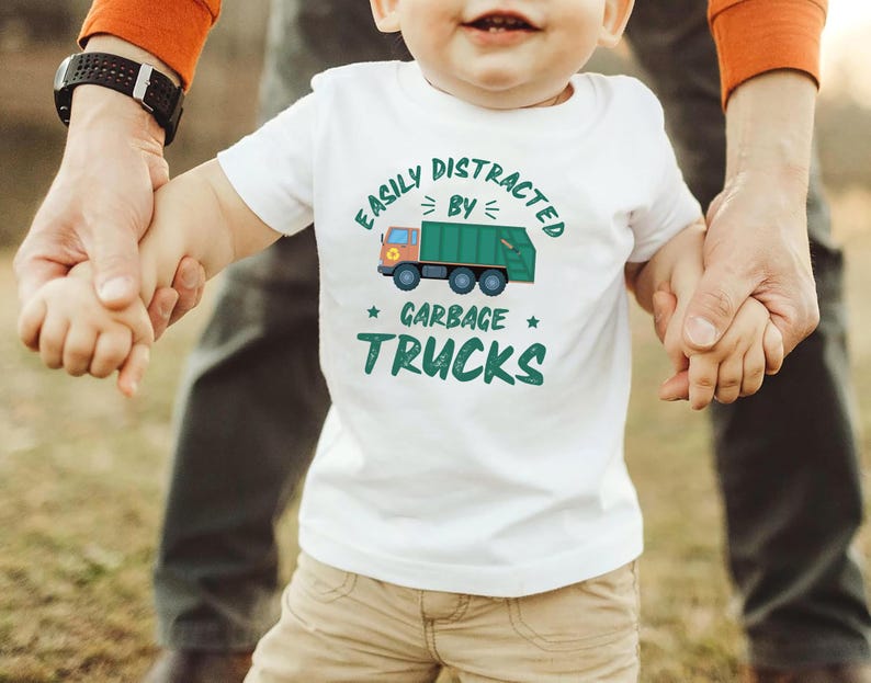 Garbage Truck Baby Bodysuit, Funny Truck Driver Birthday Gift for Boys and Girls