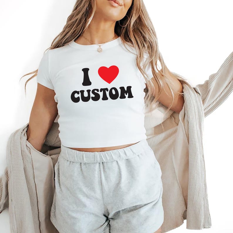 I Love Custom Crop Top for Girlfriend, Crop Top For Valentine's Day