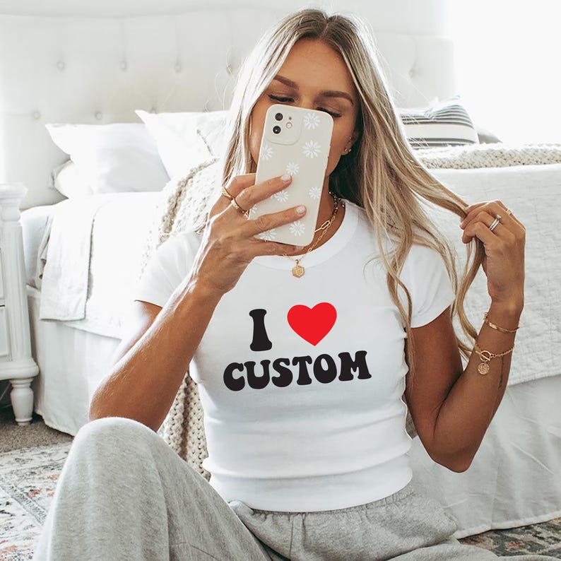 I Love Custom Crop Top for Girlfriend, Crop Top For Valentine's Day