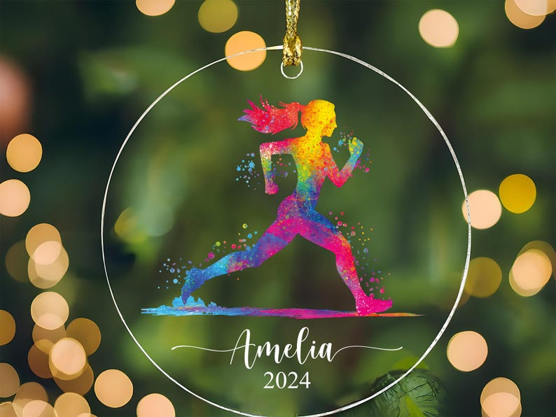 Custom Running Ornament, Personalized Runner Girl Acrylic Ornament