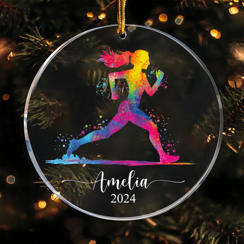 Custom Running Ornament, Personalized Runner Girl Acrylic Ornament