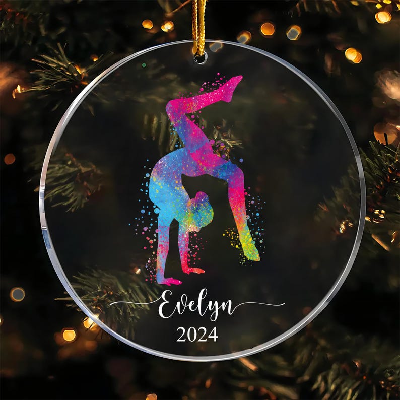 Personalized Gymnastics Ornament, Custom Gymnastics Acrylic Ornament