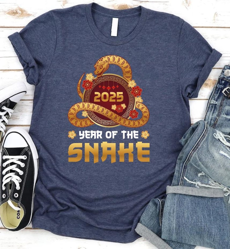 Year of the Snake Short Sleeve T-Shirt, Chinese New Year 2025 Shirt