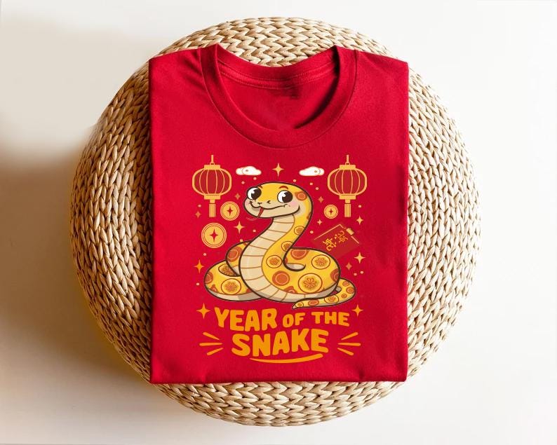 Year of the Snake Short Sleeve T-Shirt, Chinese New Year 2025 Shirt