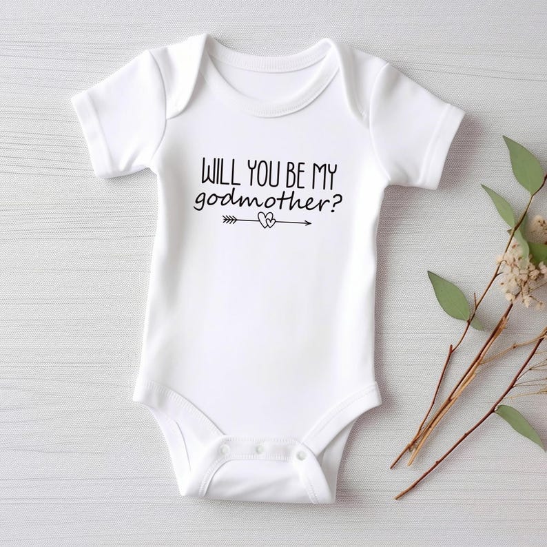 Will You Be My Godmother? Baby Shirt, Cute Pregnancy Announcement Baby Outfit