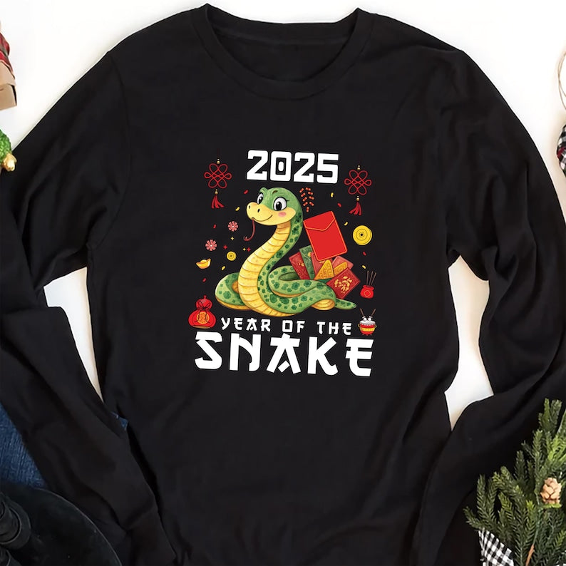 Year of the Snake Long Sleeve Shirt, Chinese New Year 2025 Long Sleeve Shirt