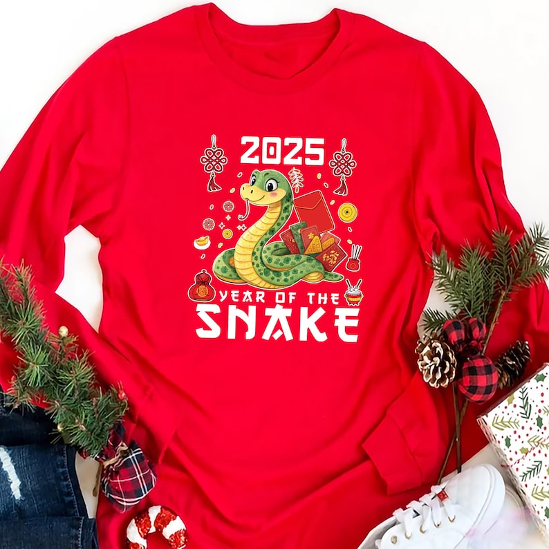 Year of the Snake Long Sleeve Shirt, Chinese New Year 2025 Long Sleeve Shirt