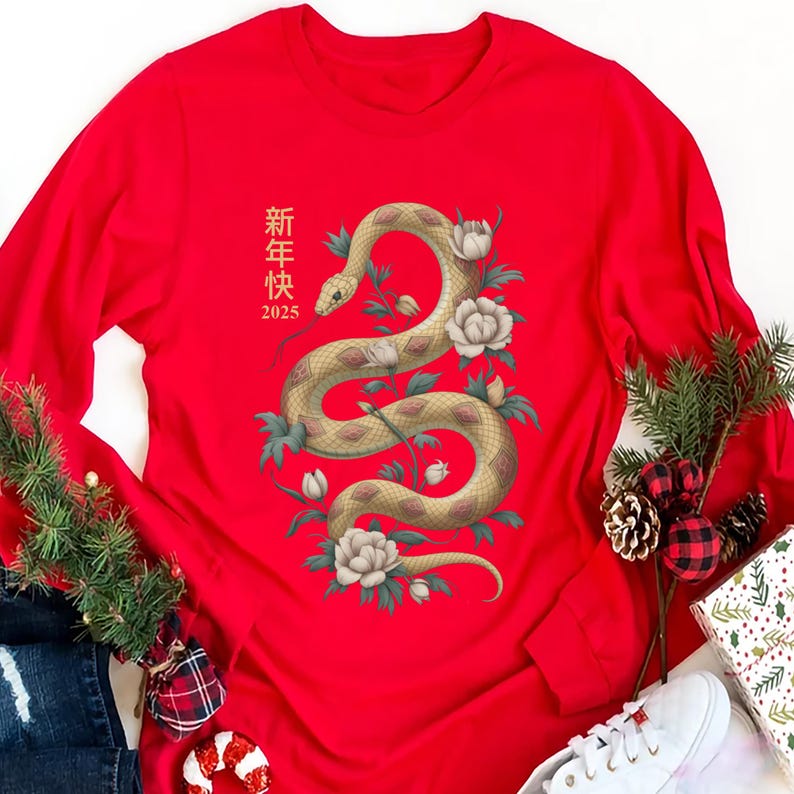 Year of the Snake Long Sleeve Shirt, Chinese New Year 2025 Long Sleeve Shirt