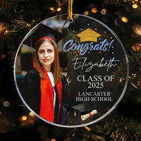 Congrats Graduation Photo Ornament, Personalized Class of 2025 Acrylic Ornament