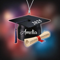 Custom Graduation 2025 Ornament, Personalized School Graduation Cap 2D Acrylic Cutout Ornament