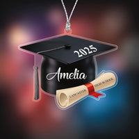 Custom Graduation 2025 Ornament, Personalized School Graduation Cap 2D Acrylic Cutout Ornament