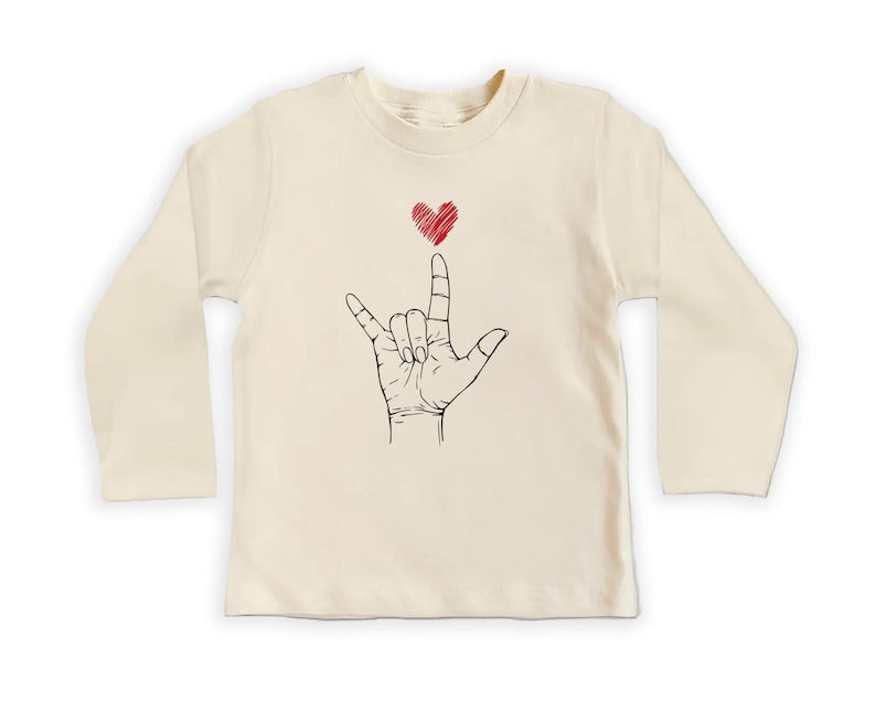 Valentine's Day Baby Shirt, Heart Hand Sign Outfit, Cute Valentine Gift for Kids