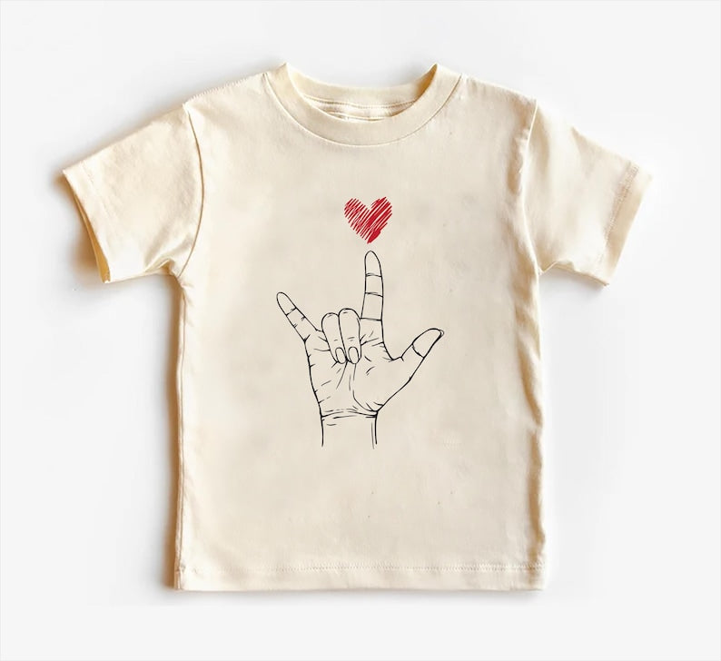 Valentine's Day Baby Sweatshirt, Heart Hand Sign Outfit, Cute Valentine Gift for Kids