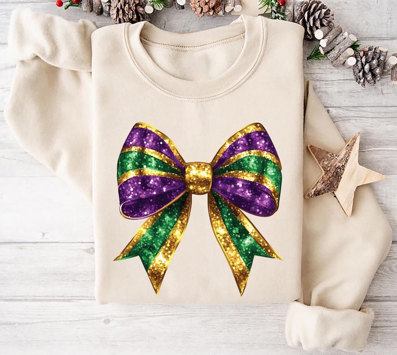 Mardi Gras Coquette Bow Sweatshirt, Mardi Gras Bow Gift