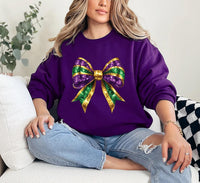 Mardi Gras Coquette Bow Sweatshirt, Mardi Gras Bow Gift