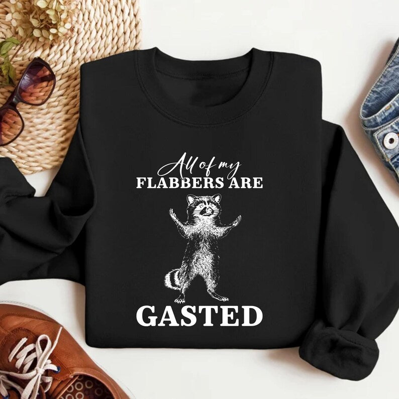 All of My Flabbers Are Gasted Sweatshirt, Funny Raccoon Apparel