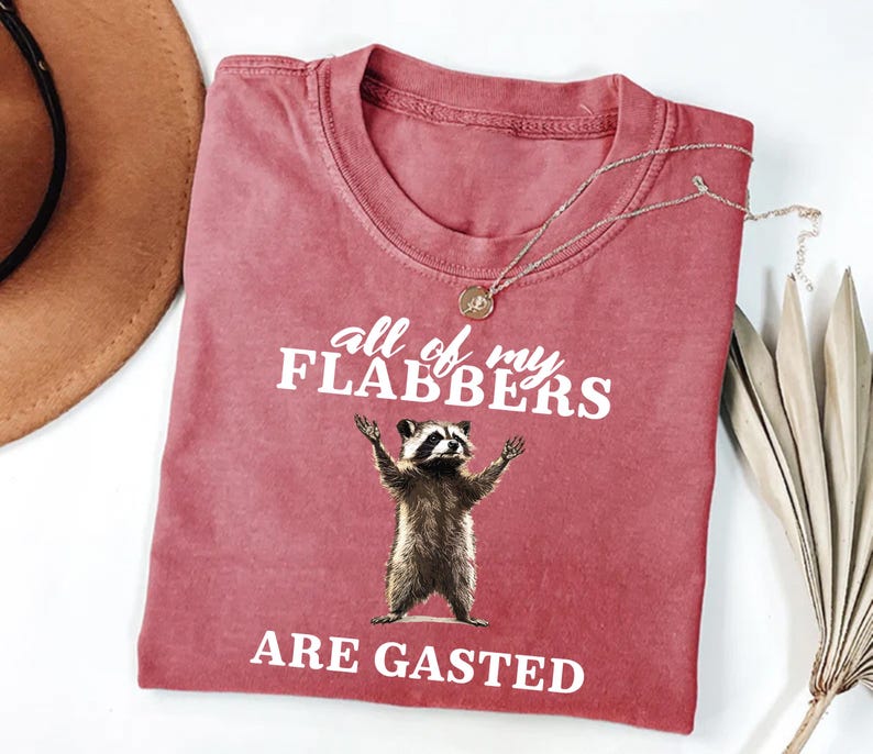 All of My Flabbers Are Gasted Short Sleeve T-Shirt, Funny Raccoon Shirt