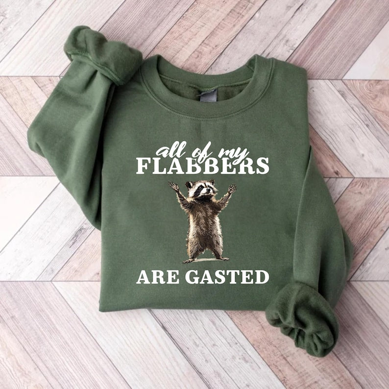 All of My Flabbers Are Gasted Sweatshirt, Funny Raccoon Apparel