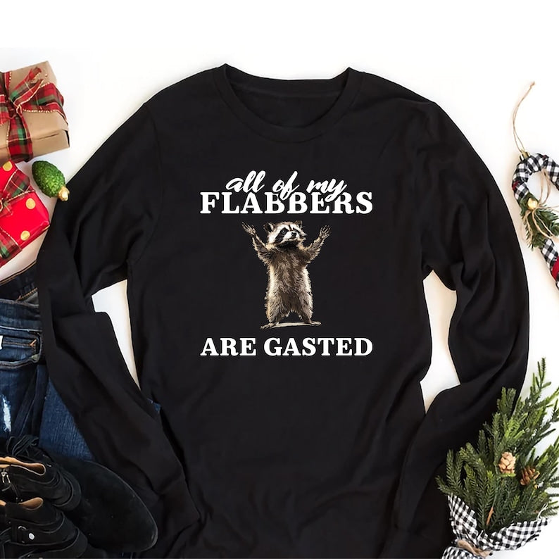 All of My Flabbers Are Gasted Long Sleeve Shirt, Funny Raccoon Shirt