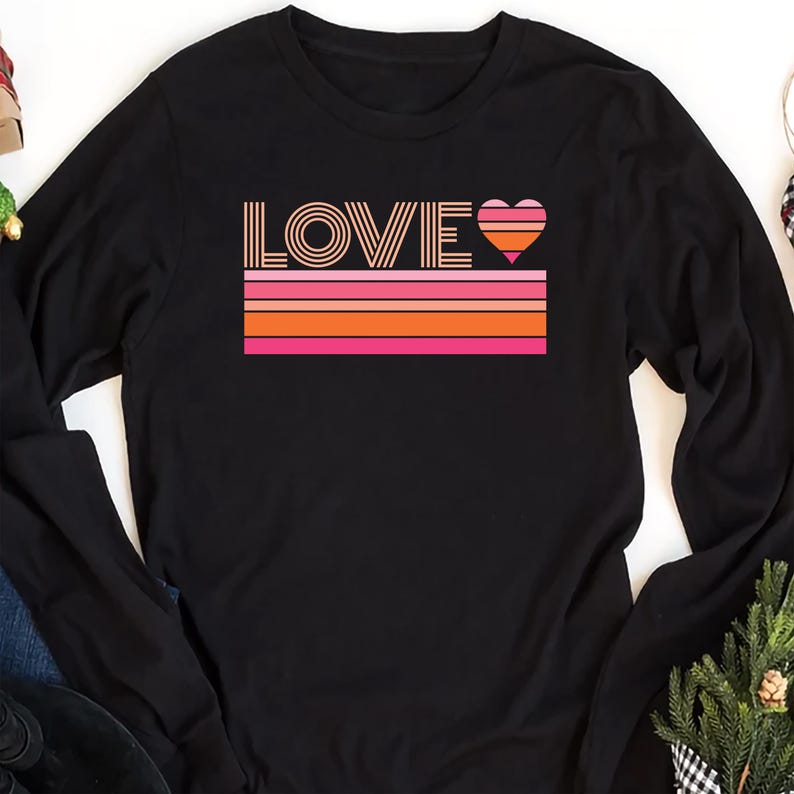 Valentine's Day Love Long Sleeve Shirt, Heart Graphic Shirt