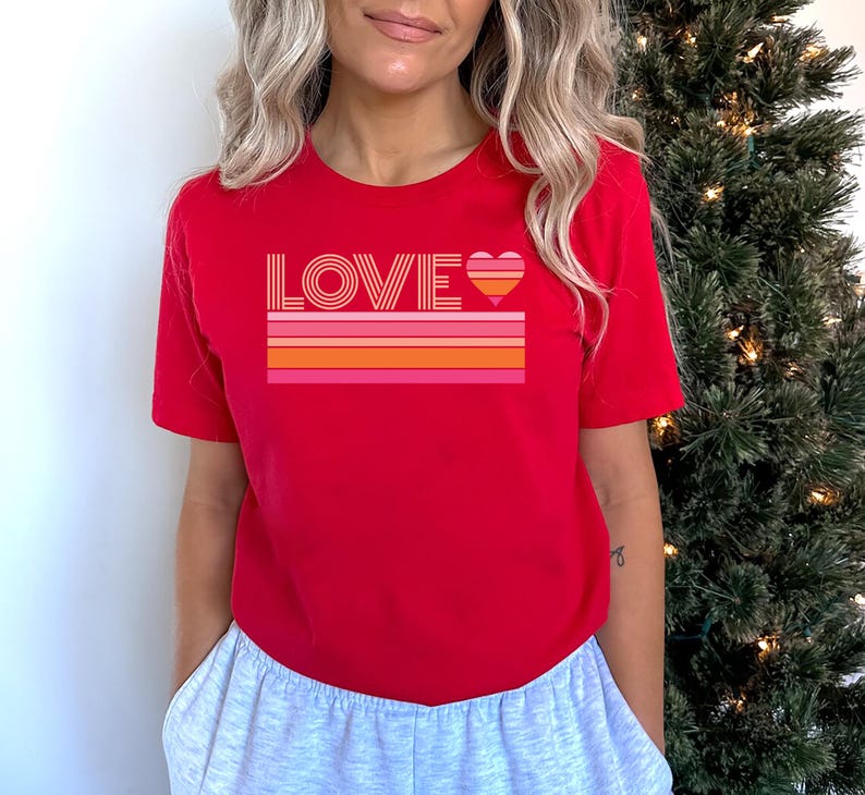 Valentine's Day Love Short Sleeve T-Shirt, Heart Graphic Shirt