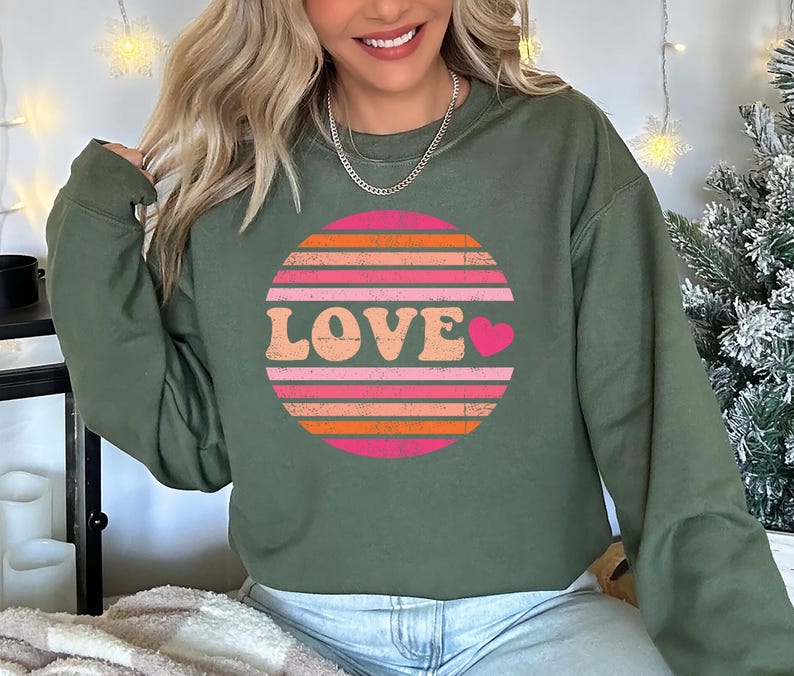 Valentine's Day Love Sweatshirt, Heart Graphic Sweatshirt