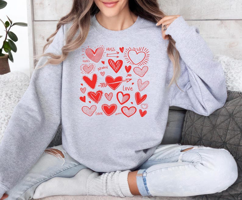 Valentine's Day Love Sweatshirt, Heart Graphic Sweatshirt