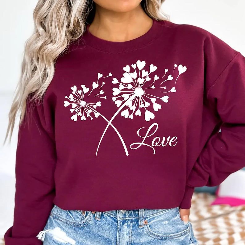 Valentine's Day Love Sweatshirt, Cute Heart Graphic Sweatshirt