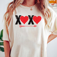 Valentine's Day Love Short Sleeve T-Shirt, Heart XOXO Cute Heart Graphic Shirt