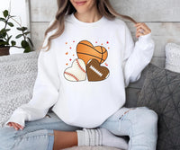 Heart Football Sweatshirt, Basketball Valentine's Day Sweatshirt