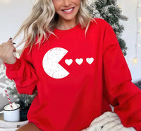 Valentine's Day Gamer Sweatshirt, Eating Hearts Sweatshirt