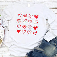 Happy Valentine's Day Love Long Sleeve Shirt, Love Heart Graphic Shirt