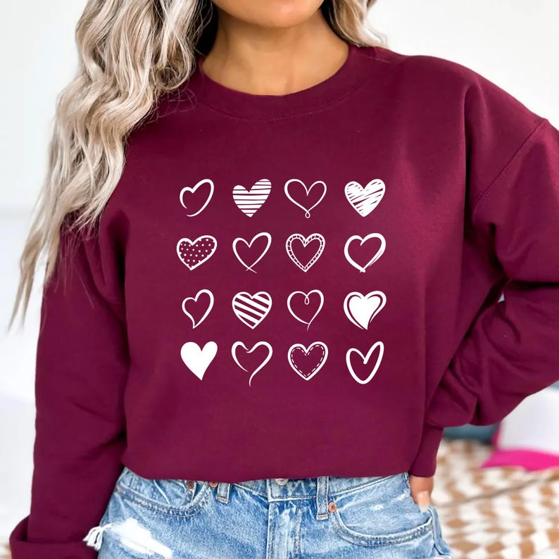 Happy Valentine's Day Love Sweatshirt, Love Heart Graphic Sweatshirt