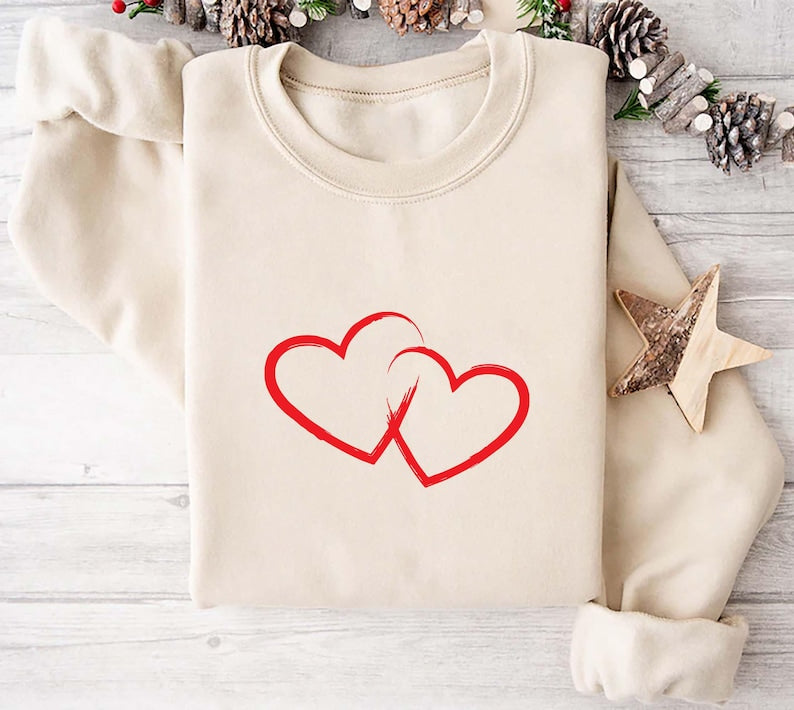 Valentine's Day Love Sweatshirt, Love Heart Graphic Sweatshirt