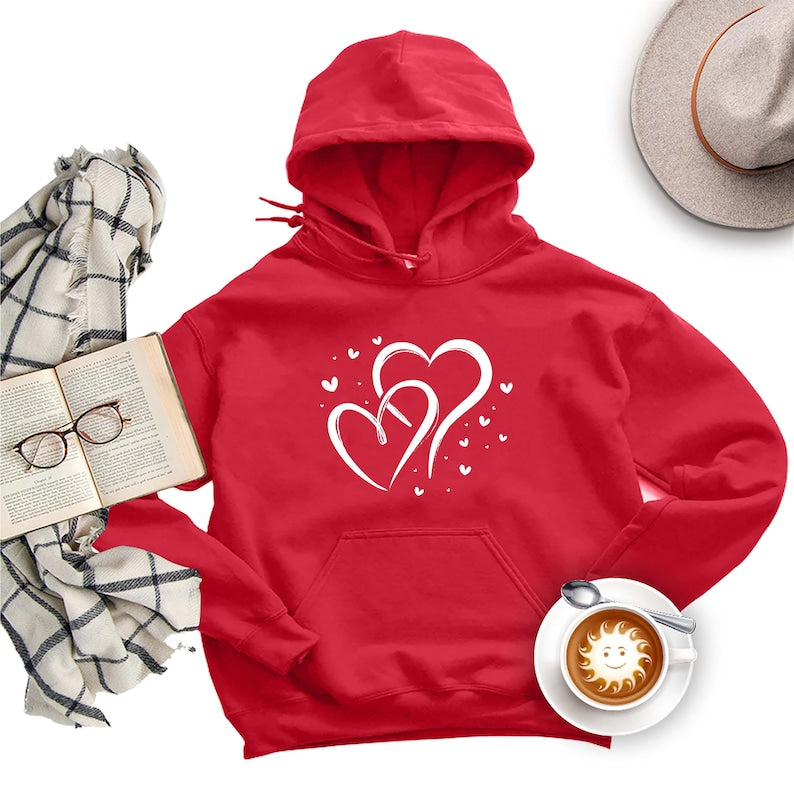 Valentine's Day Love Hoodie, Love Heart Graphic Hoodie