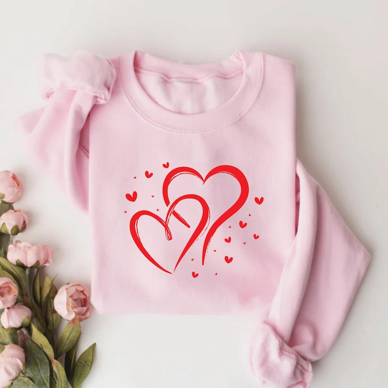 Valentine's Day Love Sweatshirt, Love Heart Graphic Sweatshirt