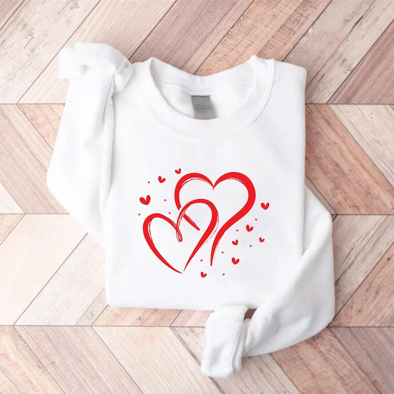 Valentine's Day Love Sweatshirt, Love Heart Graphic Sweatshirt