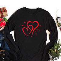 Valentine's Day Love Long Sleeve Shirt, Love Heart Graphic Shirt