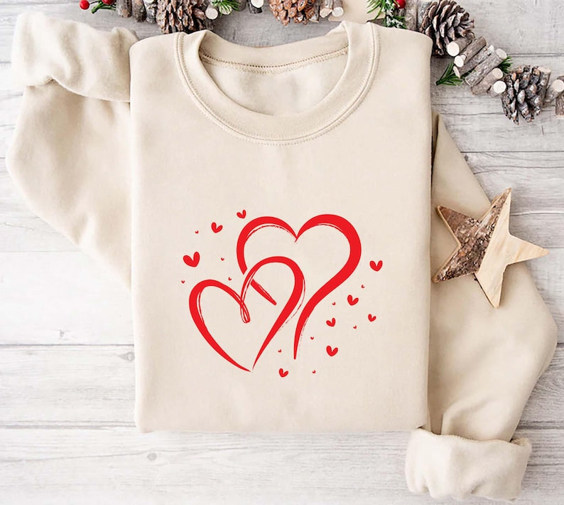 Valentine's Day Love Sweatshirt, Love Heart Graphic Sweatshirt