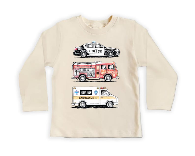 Emergency Vehicles Baby Shirt, Adorable Outfit for Boys & Girls