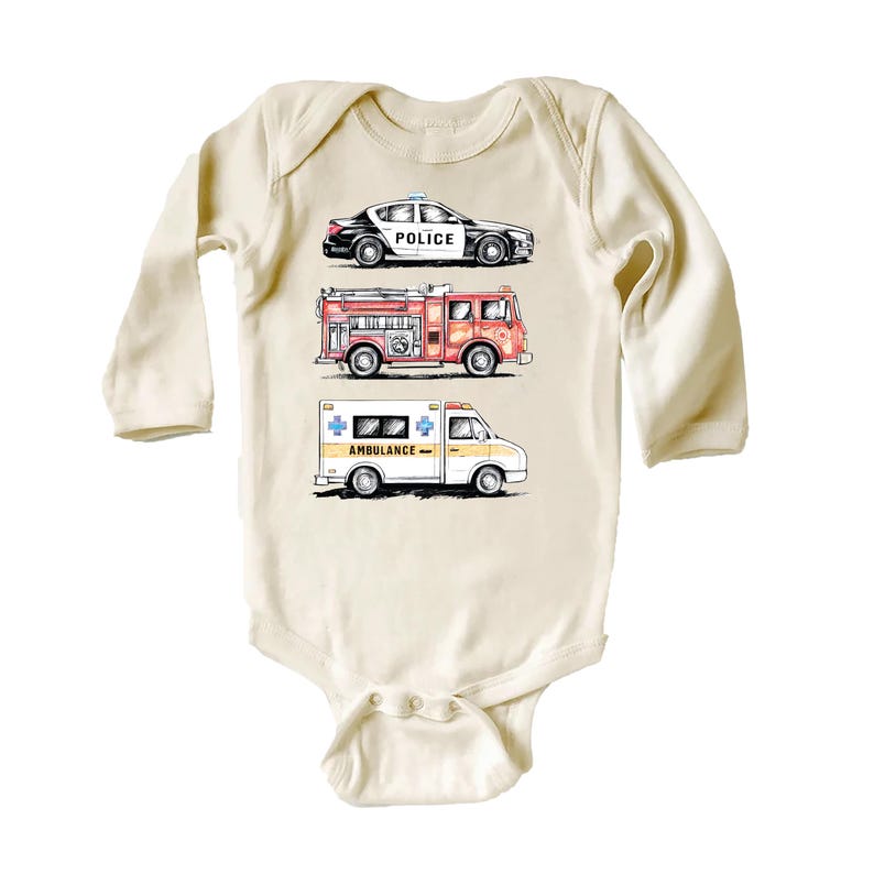 Emergency Vehicles Baby Shirt, Adorable Outfit for Boys & Girls