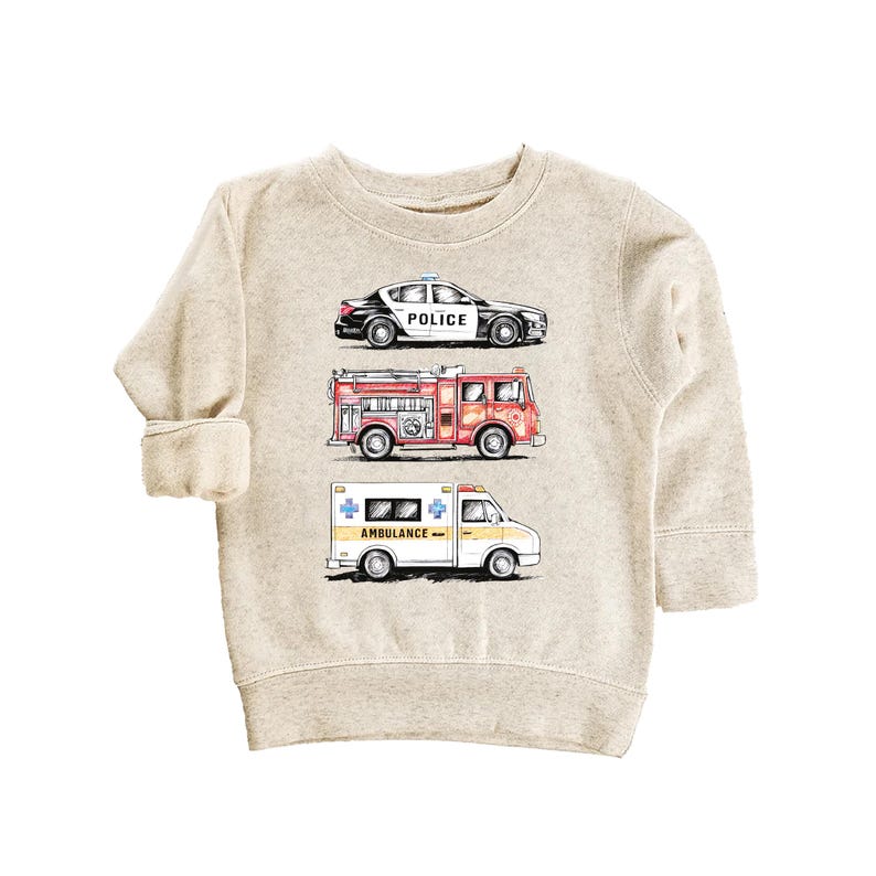 Emergency Vehicles Baby Shirt, Adorable Outfit for Boys & Girls