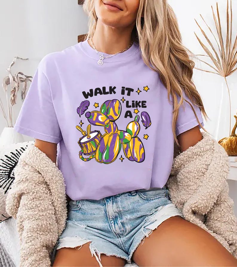 Walk It Like a Dog Mardi Gras Short Sleeve T-Shirt