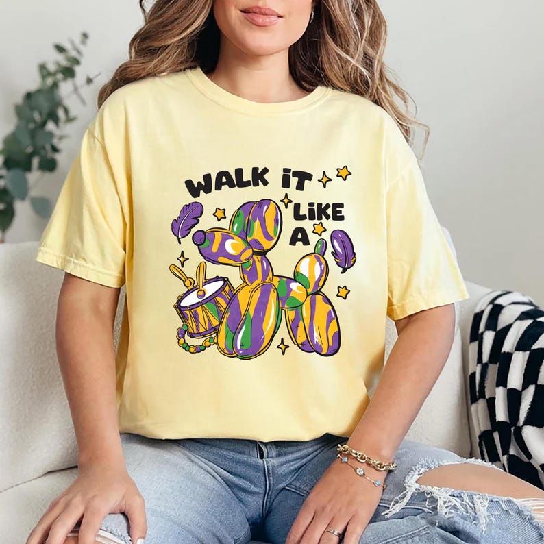 Walk It Like a Dog Mardi Gras Short Sleeve T-Shirt