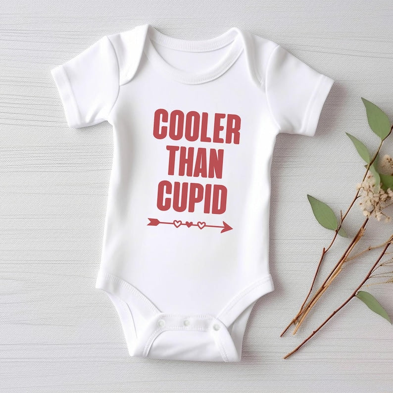 Cooler Than Cupid Baby Bodysuit, Cute Valentine Day Kids Outfit