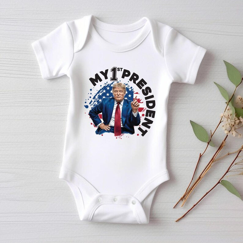 My First President Baby Sweatshirt, Funny Trump Baby Outfit